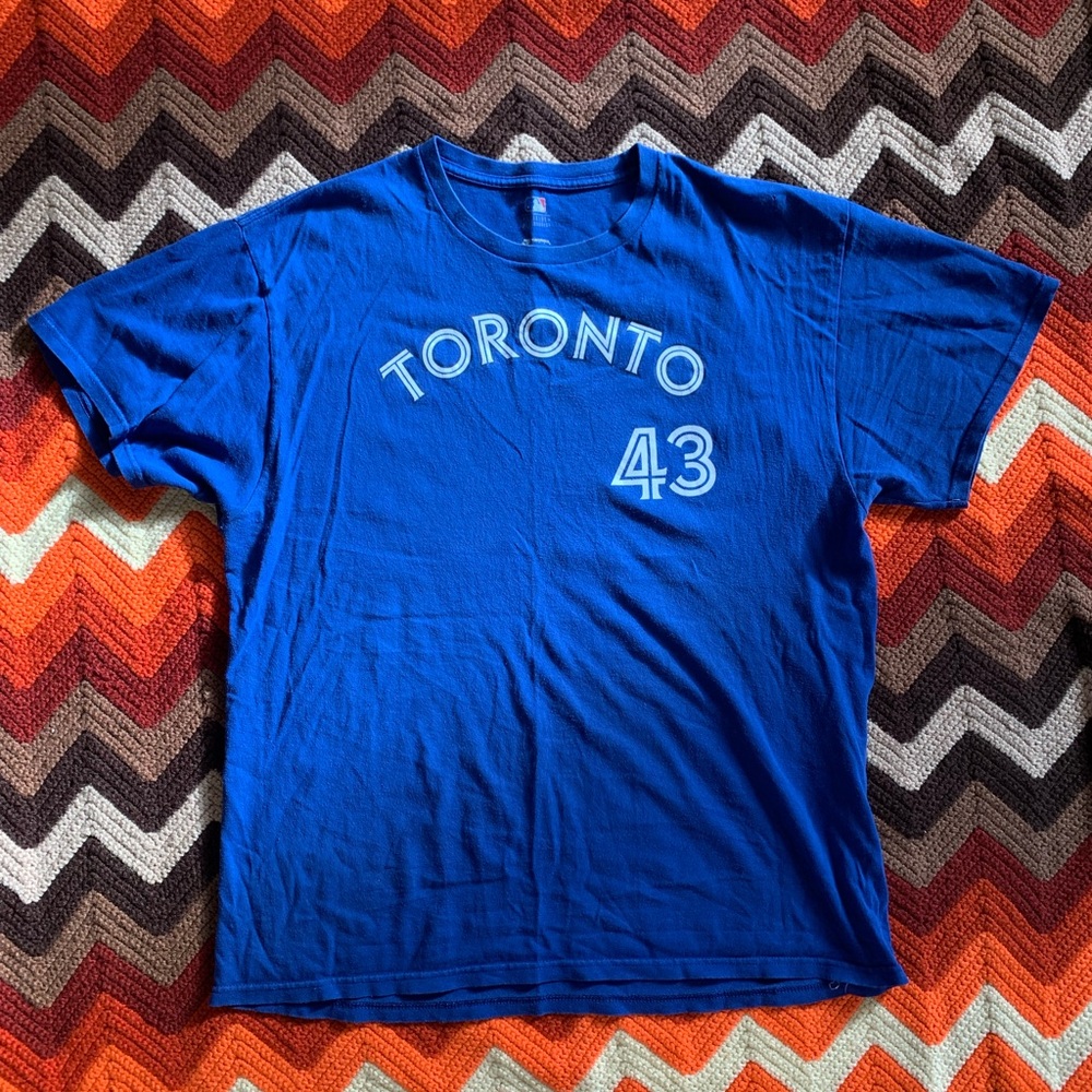 RA Dickey Jays Majestic Blue Toronto Tee